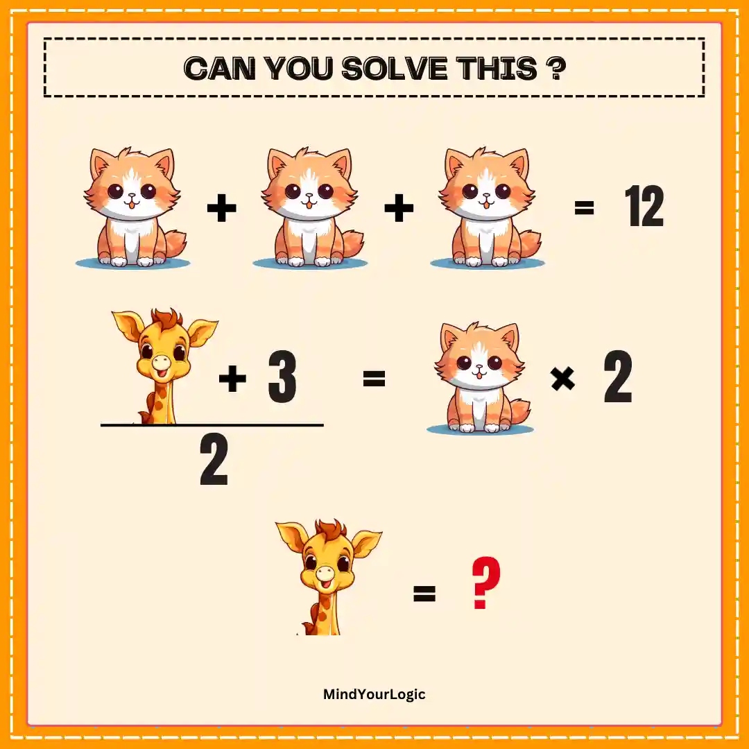 tiger and giraffe math equation puzzle