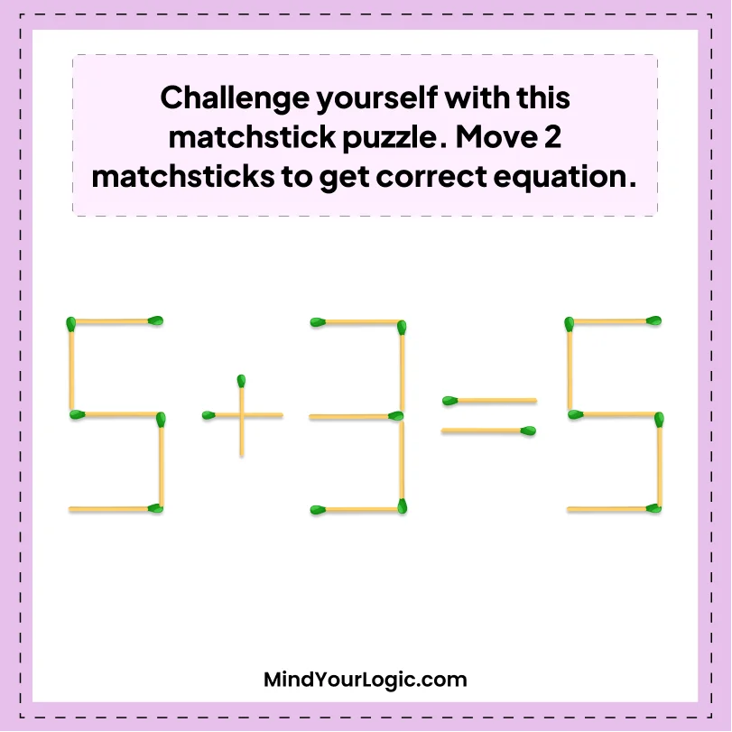 Matchstick Puzzles : 5+3=5 Matchstick Puzzle