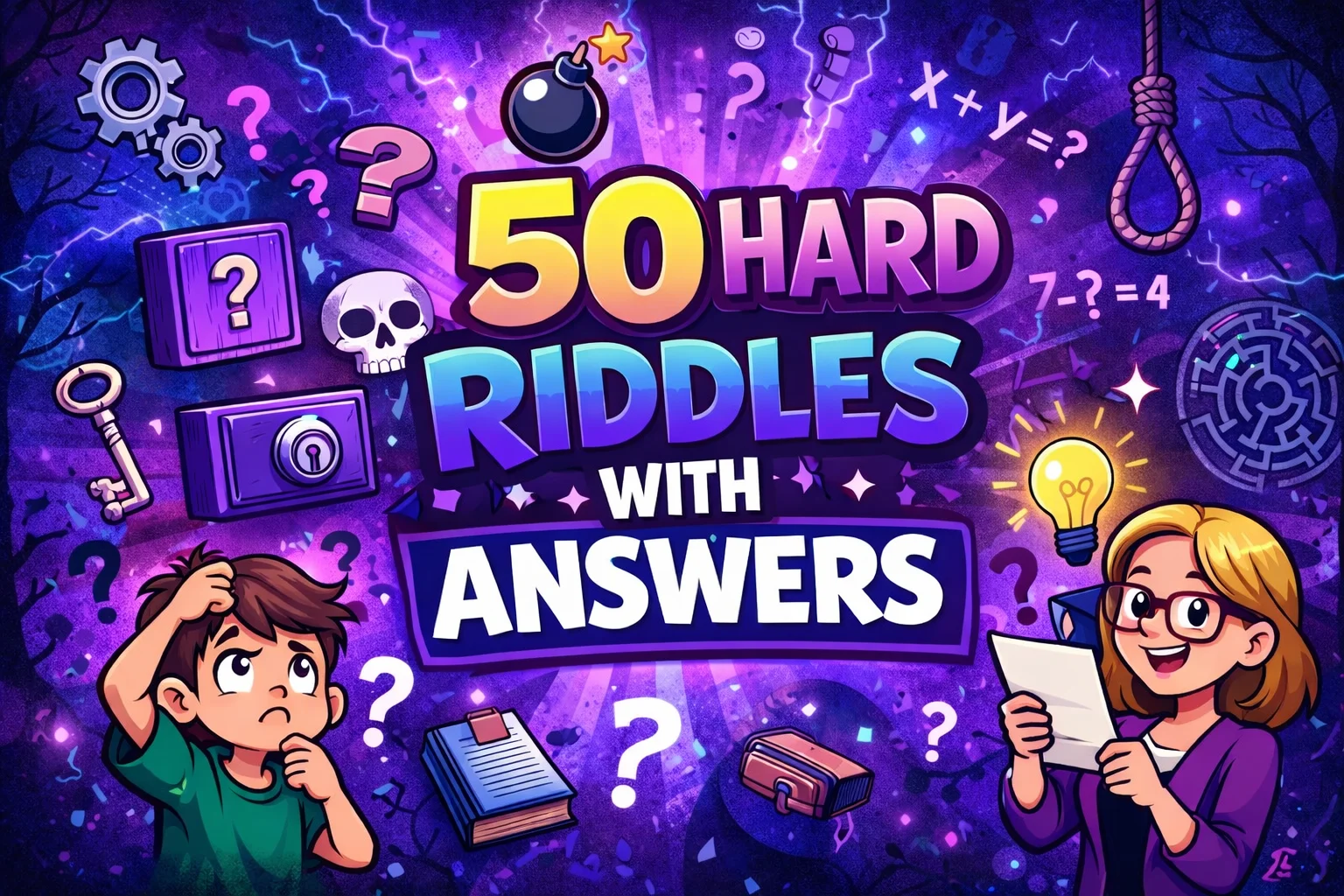 50 Hard Riddles with Answers - Most Popular Brain Teasers and Logic Puzzles Collection