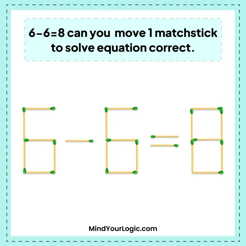 6-6=8 can you move 1 matchstick to solve equation correct