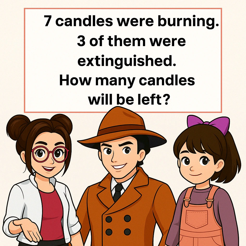 7 candles were burning 3 of them are extinguished riddle