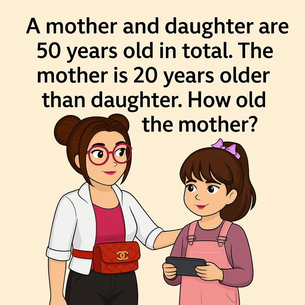 a mother and daughter are 50 years old in total riddle