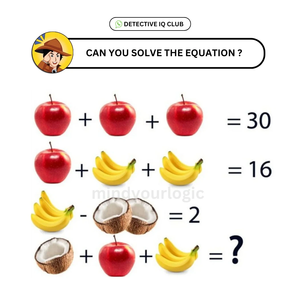 apple banana coconut math equation