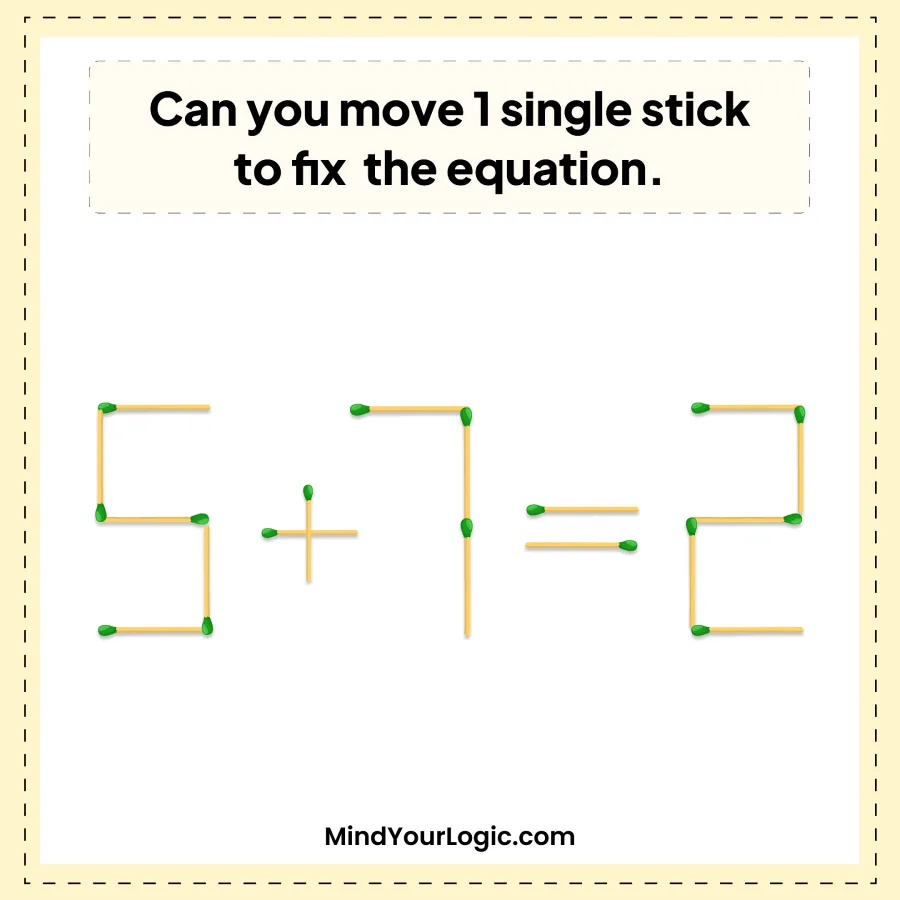 can you move 1 single stick to fix the equation