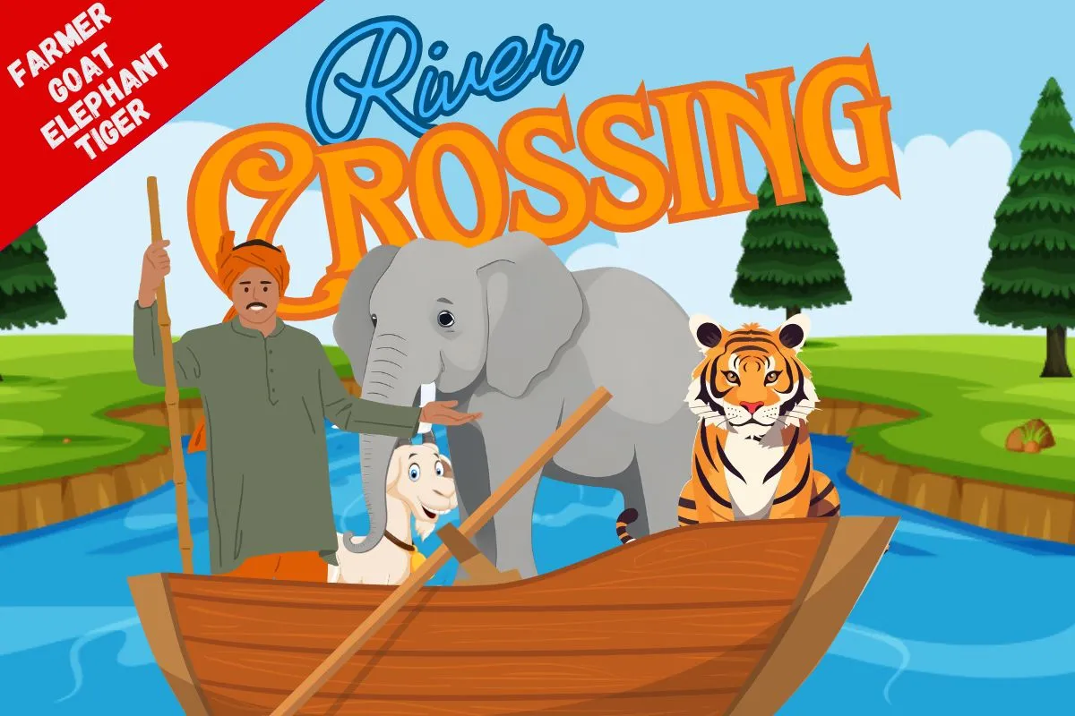river crossing puzzles : farmer goat elephant tiger river crossing puzzles : farmer goat elephant tiger