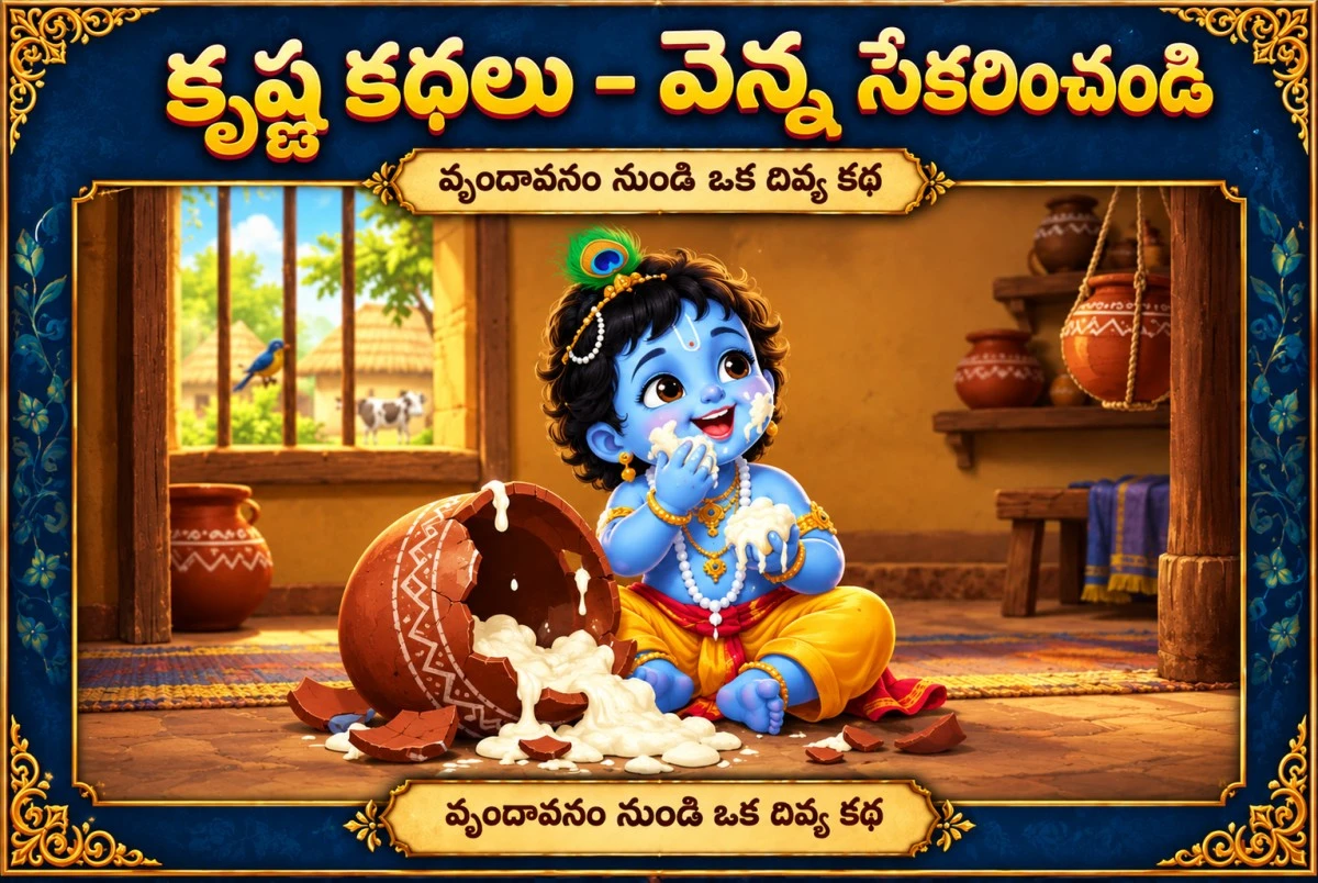 కృష్ణ స్టోరీస్ గేమ్ | వెన్న దొంగ కృష్ణుడి సాహసాలు – వెన్నను సేకరించండి