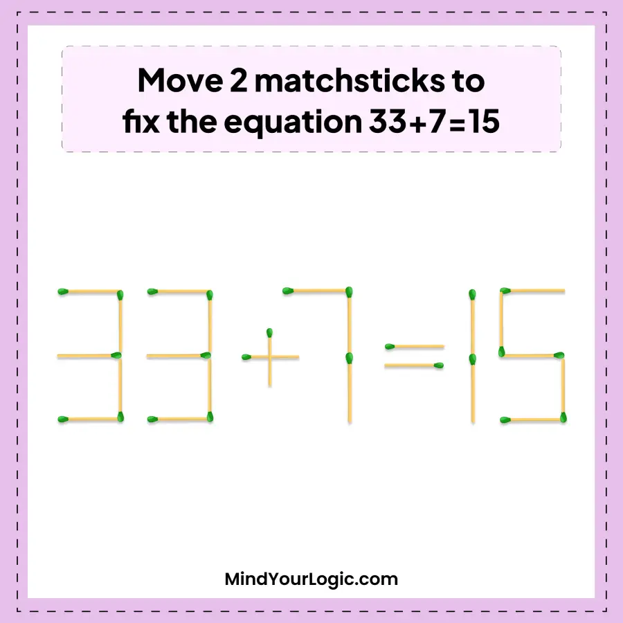 move-2-matchsticks-to-fix-the-equation-33+7=15-matchstick-puzzle-img-1