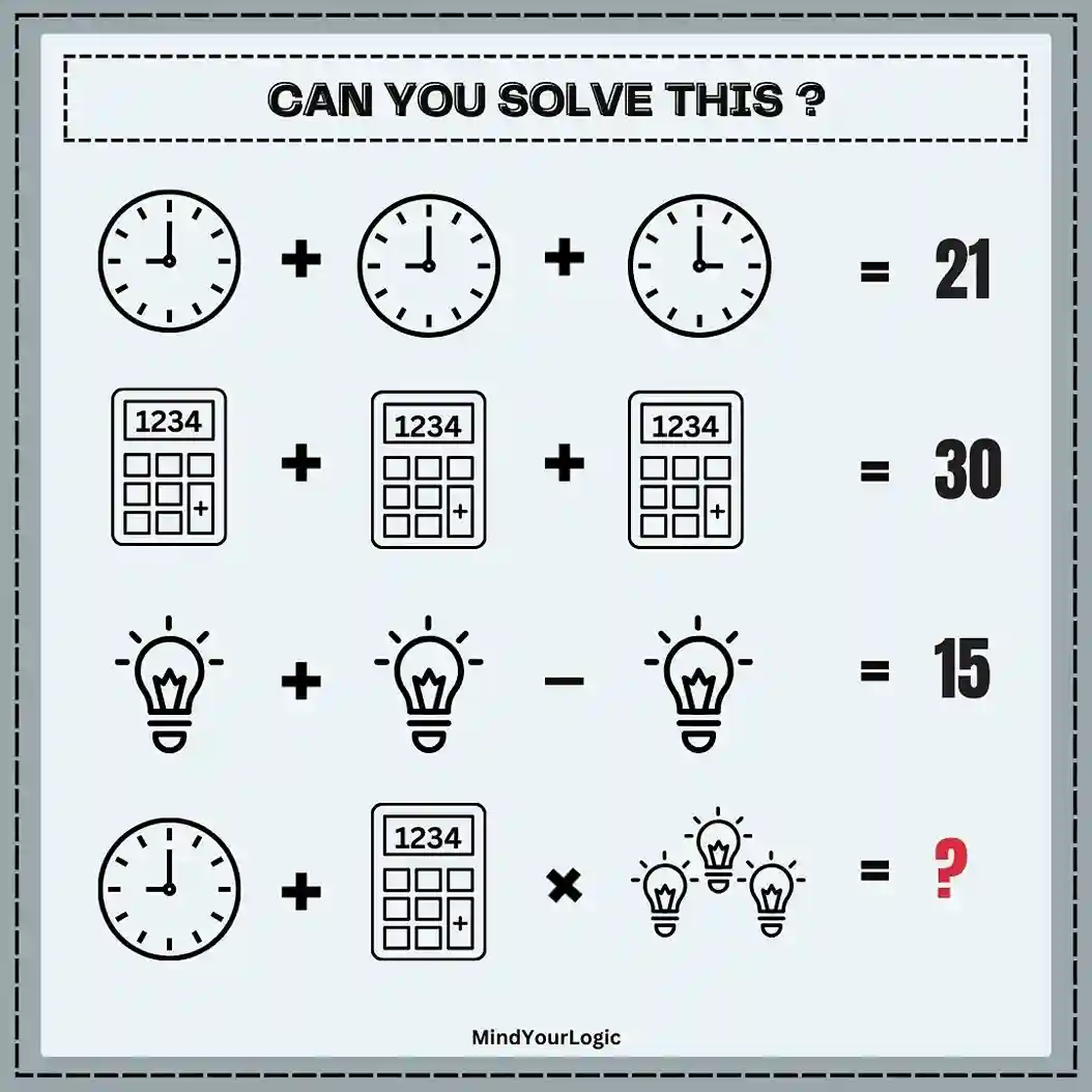 clock calculator bulb math equation puzzle can you this viral whatsapp puzzle