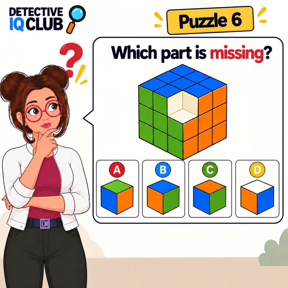 Which part is missing 3d cube puzzle with color options