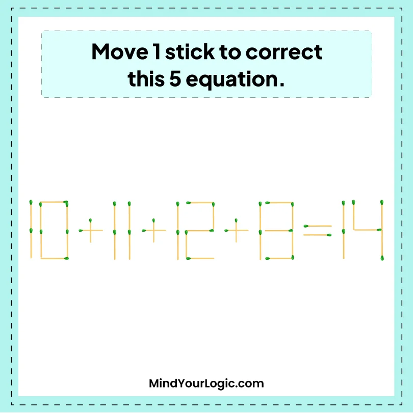 Matchstick Puzzles : 10+11+12+13=14 Matchstick Puzzles