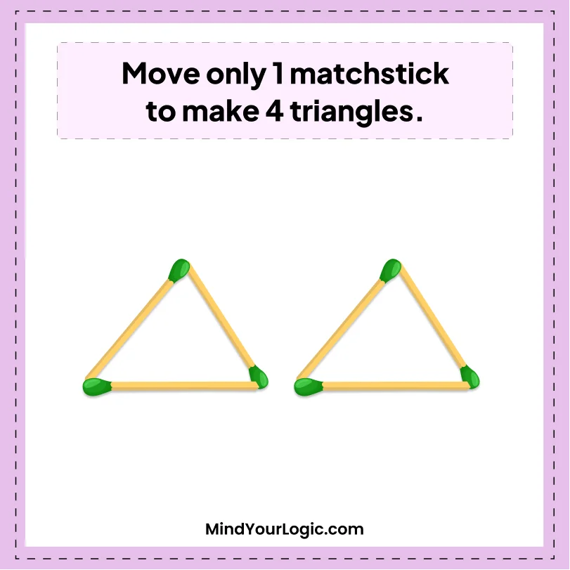 Matchstick Puzzles : 4 Triangles Matchstick Puzzles