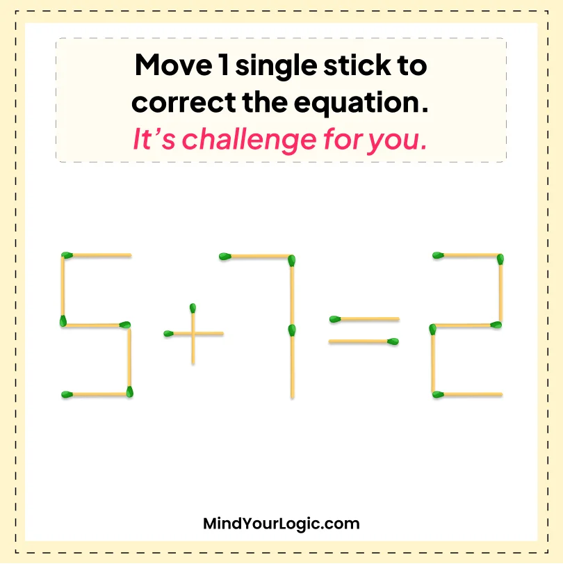 Matchstick Puzzles : 5+7=2 Matchstick Puzzle