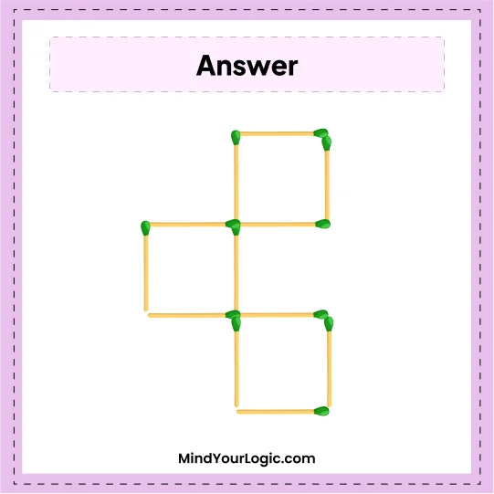 Matchstick Puzzles : Answer 3 Squares in 5 moves Matchstick Puzzle