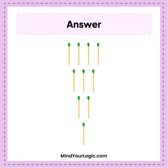 Matchstick Puzzles : Answer Tower Upside down Matchstick Puzzle