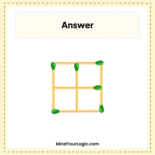 Matchstick Puzzles : Answer move 2 matchsticks to get 5 squares from house