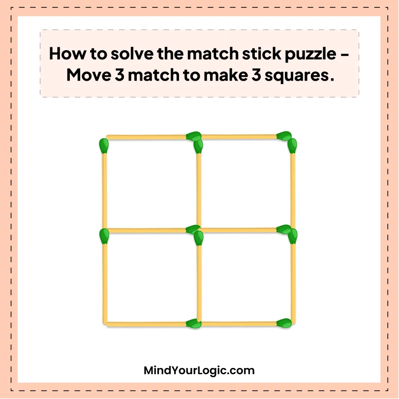 Make Four Matchstick Squares in Two Moves SOLUTION! 