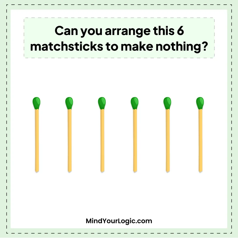 Matchstick Puzzles : Six matches arrangement Puzzle Make Nothing Matchstick Puzzle