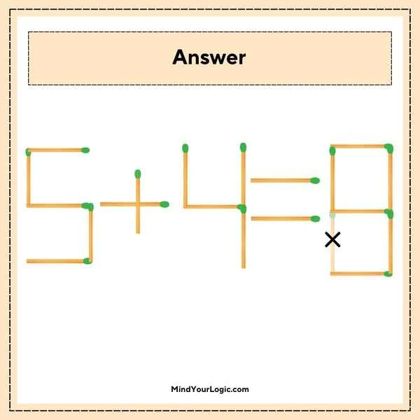 Matchstick Puzzles : solve-answer-image-5-4-8-matchstick-equation