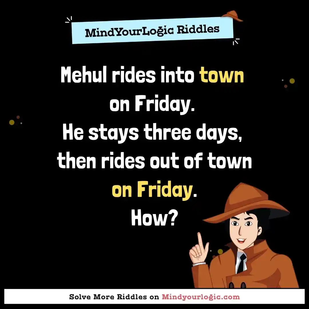 Mehul rides into town on Friday. He stays three days, then r ...