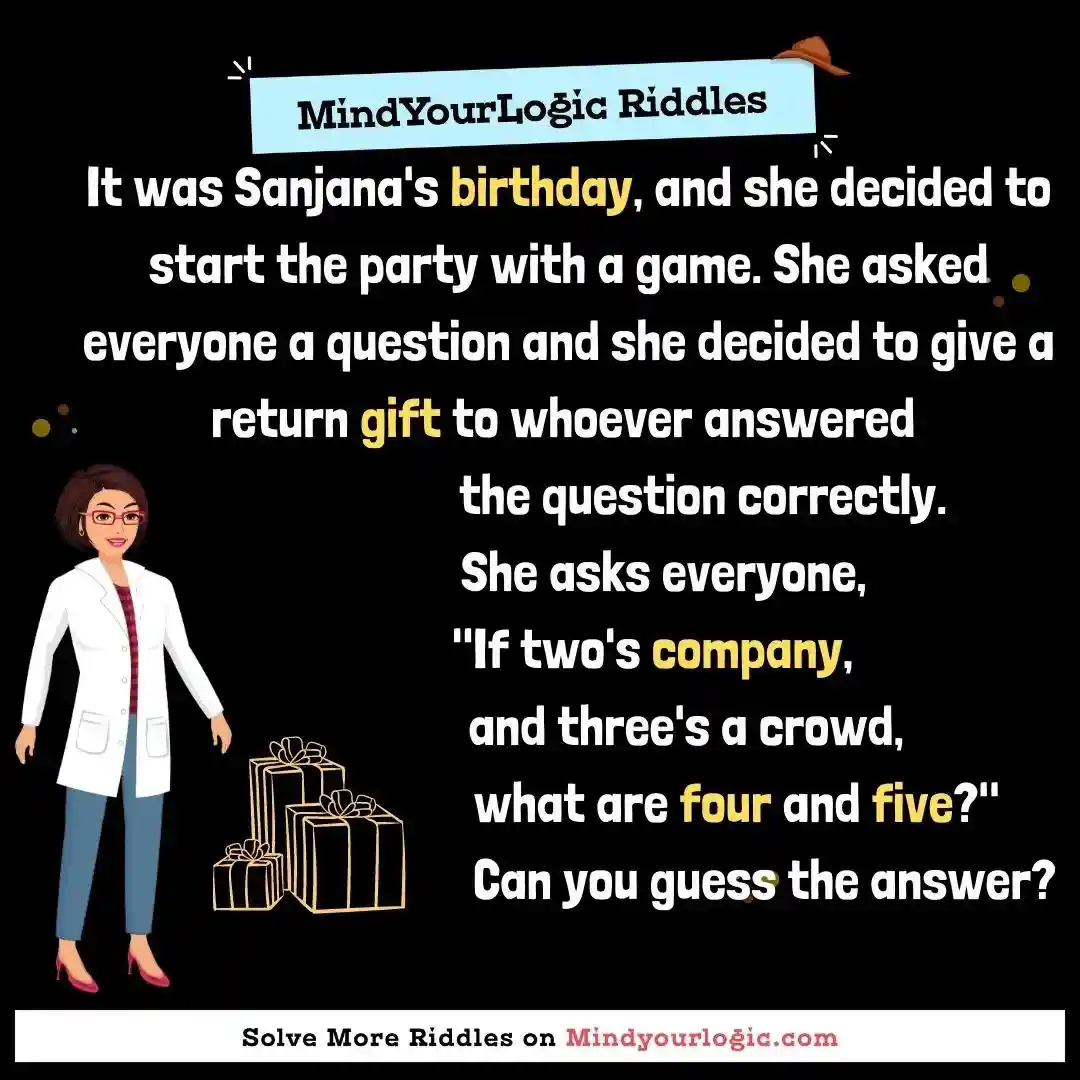 Mindyourlogic Riddle:  Answer: 